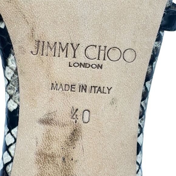 Jimmy Choo Ria Square-Toe Snakeskin-Embossed Leather Mules Size 10 - Picture 11 of 12